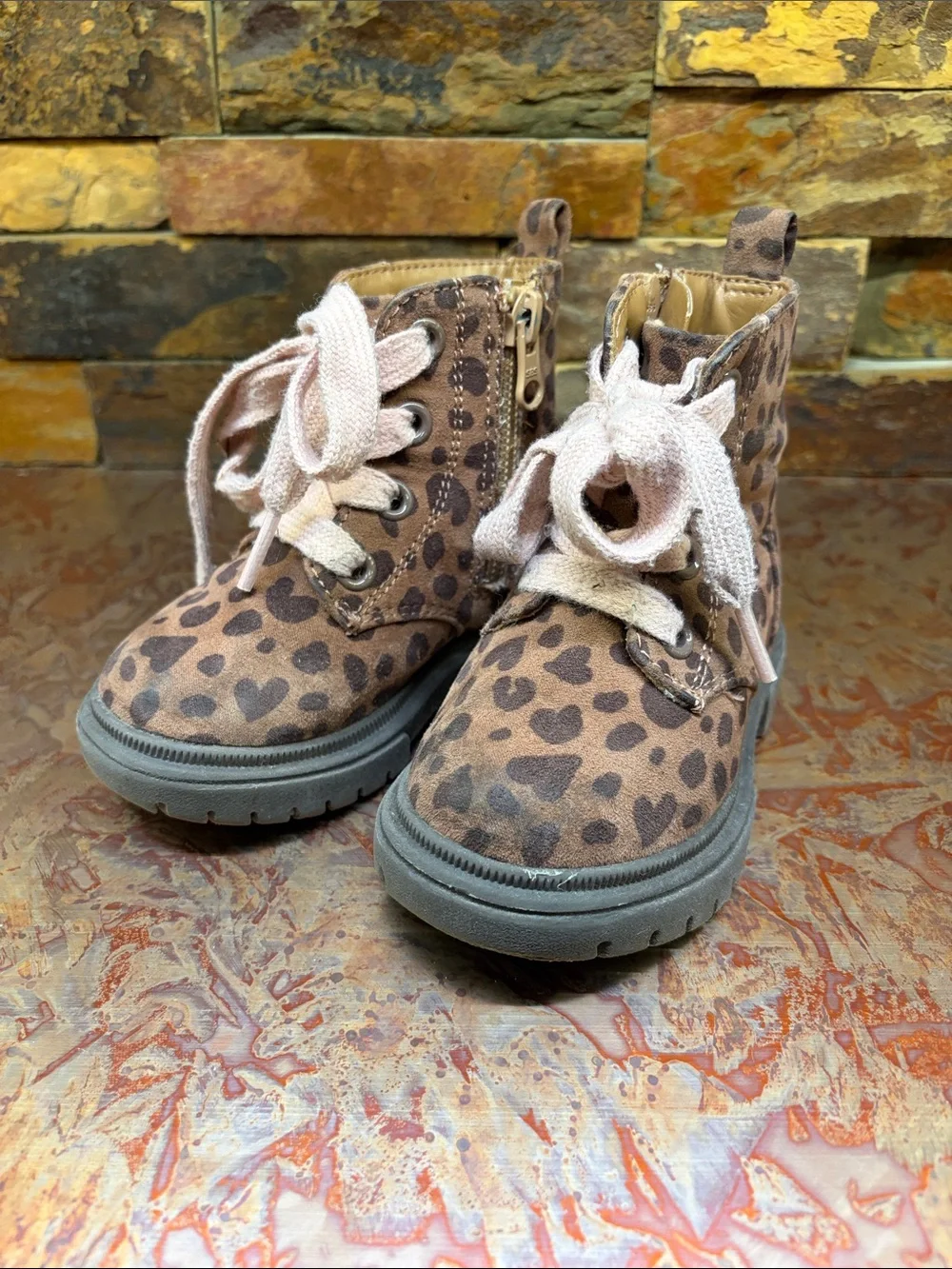 Kids Leopard Print Ankle Boots in Brown, Twin Girl